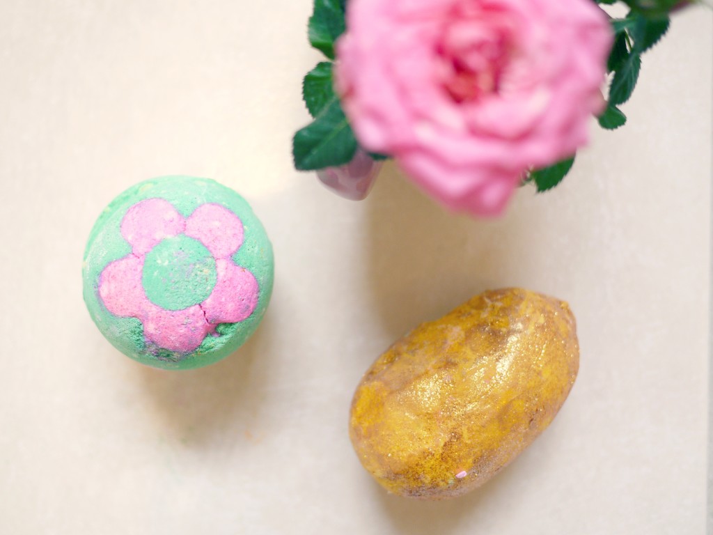 Secret Garden bath bomb and Golden Egg bath bomb melt - lush cosmetics - easter